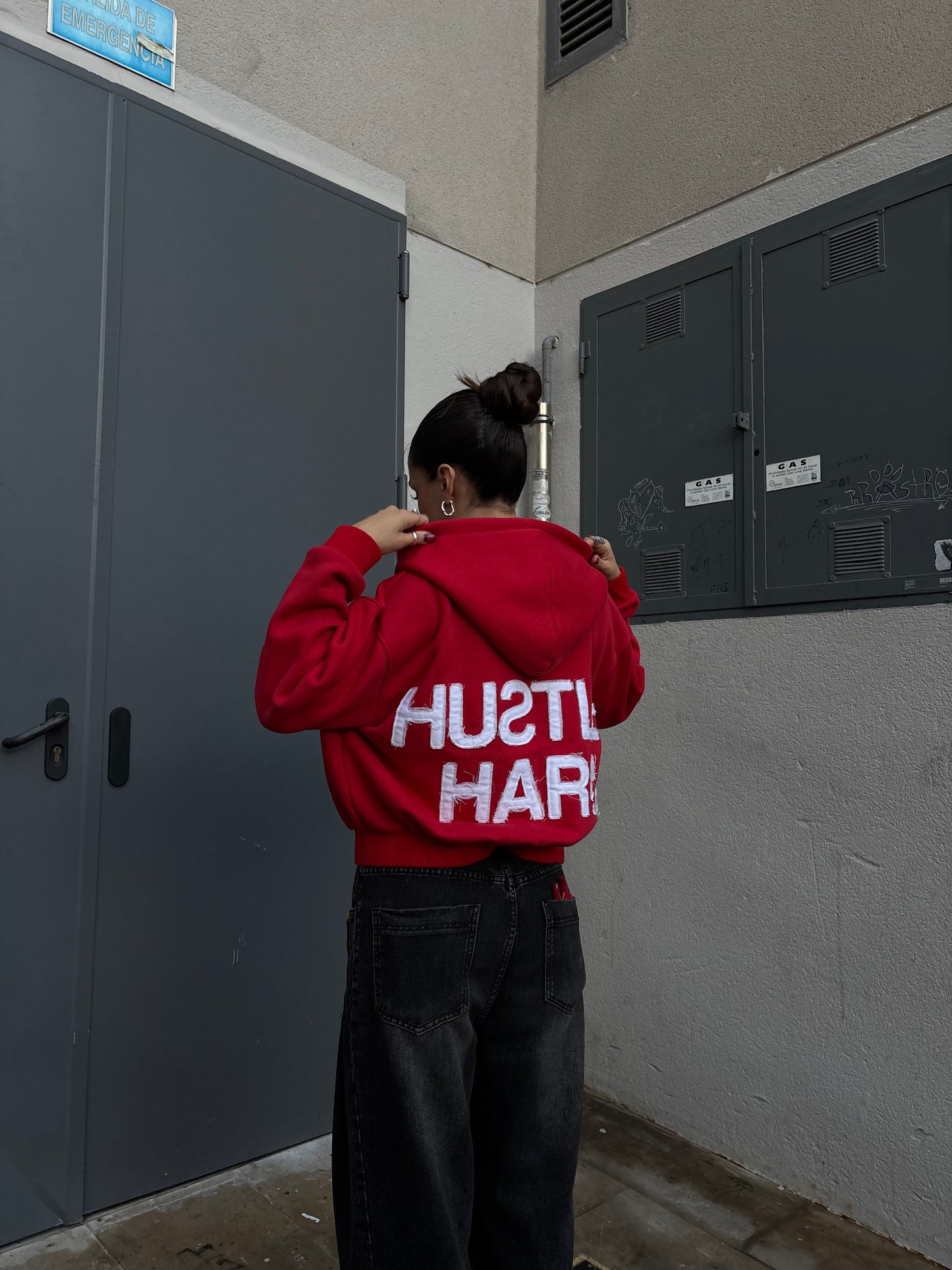 RED HUSTLE HARD ZIP UP
