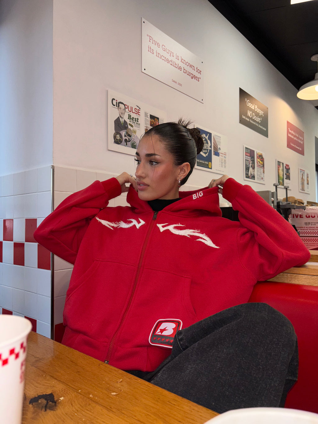 RED HUSTLE HARD ZIP UP