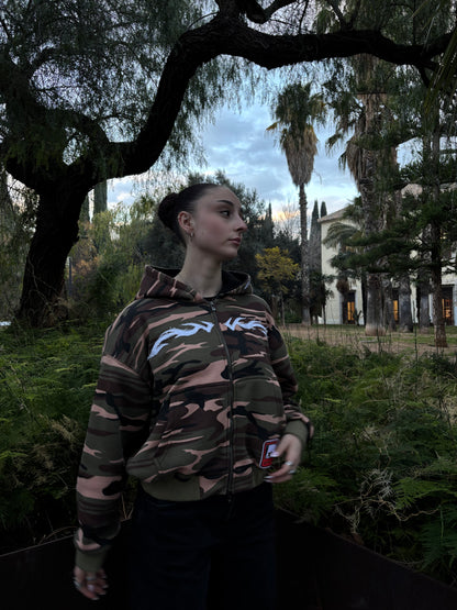 CAMO HUSTLE HARD ZIP UP