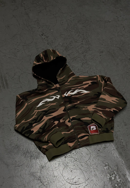 CAMO HUSTLE HARD ZIP UP